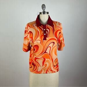 Standard Issue Swirl Crop Polo Tee NWT Large